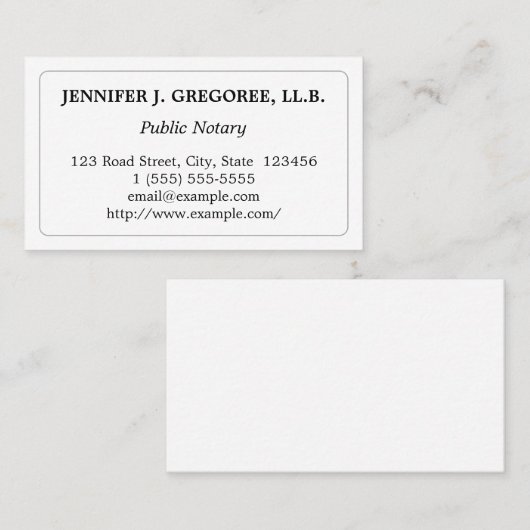 最小主義および基本的な公共の公証人の名刺 名刺 (正面/裏面)