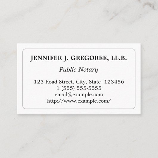 最小主義および基本的な公共の公証人の名刺 名刺 (正面)