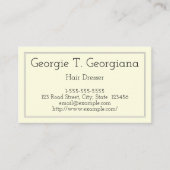 最小主義および明白な毛のドレッサーの名刺 名刺 (正面)