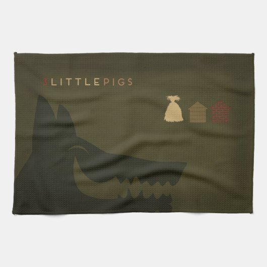 最小主義のおとぎ話| 3匹の小さいブタ キッチンタオル (横)