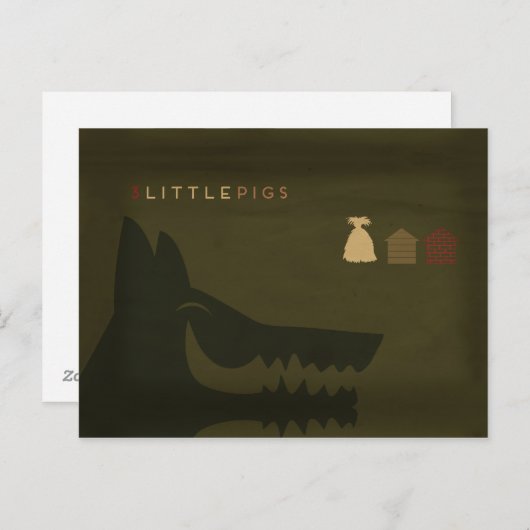 最小主義のおとぎ話| 3匹の小さいブタ ポストカード (正面/裏面)