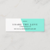 最小主義のきれいで明るいティール(緑がかった色)のタイプエラーの紹介 スキニー名刺 (正面)