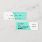 最小主義のきれいで明るいティール(緑がかった色)のタイプエラーの紹介 スキニー名刺 (正面/裏面)