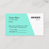 最小主義のきれいで明るいティール（緑がかった色）のタイプエラーの紹介 名刺 (裏面)