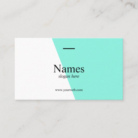 最小主義のきれいなティール(緑がかった色)のタイプエラーの名刺 名刺 (正面)