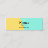 最小主義のきれいなティール(緑がかった色)のタイプエラーの小型名刺 スキニー名刺 (正面)