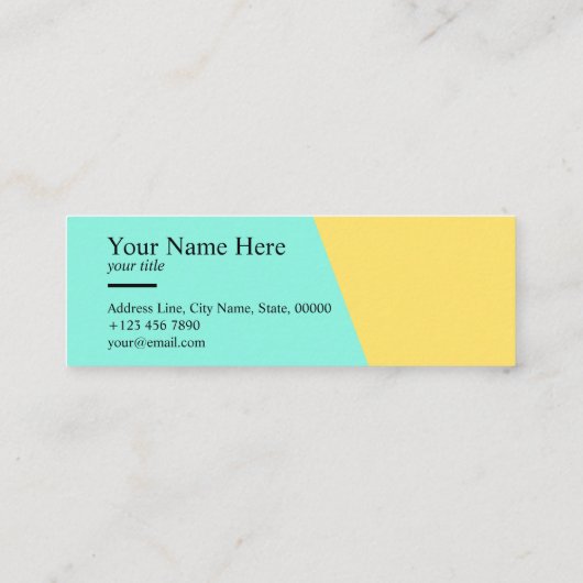最小主義のきれいなティール(緑がかった色)のタイプエラーの小型名刺 スキニー名刺 (裏面)