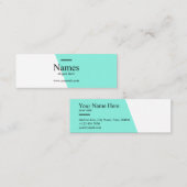 最小主義のきれいなティール(緑がかった色)のタイプエラーの小型名刺 スキニー名刺 (正面/裏面)