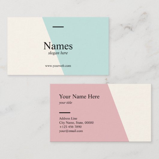 最小主義のきれいなパステル調のタイプエラーの名刺 名刺 (正面/裏面)