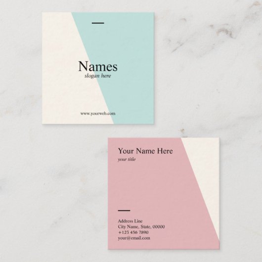 最小主義のきれいなパステル調のタイプエラーの正方形の名刺 スクエア名刺 (正面/裏面)
