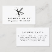 最小主義のはさみおよび櫛のロゴの美容師 名刺 (正面/裏面)