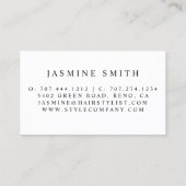 最小主義のはさみおよび櫛のロゴの美容師 名刺 (裏面)