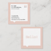 最小主義のはっきりしたなこんにちはのスピーチの泡赤面 スクエア名刺 (正面/裏面)