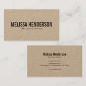 最小主義のはっきりしたなタイポグラフィ実質のクラフト 名刺 (正面/裏面)