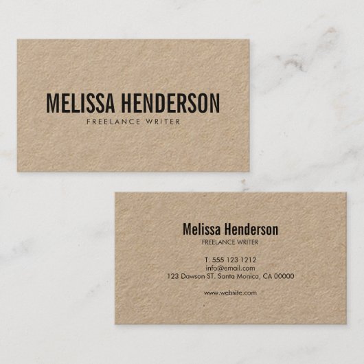 最小主義のはっきりしたなタイポグラフィ実質のクラフト 名刺 (正面/裏面)