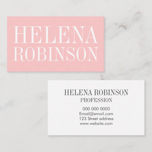 最小主義のはっきりしたなパステル調ピンクのシンプルな名刺 名刺 (正面/裏面)