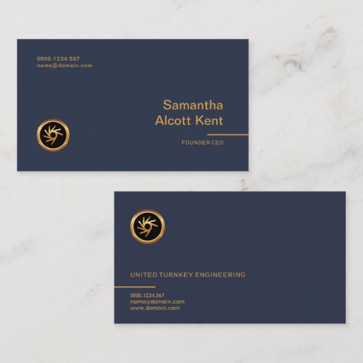 最小主義のエレガントで明白でシンプルでチャーミングな青CEO 名刺 (正面/裏面)