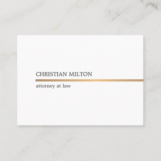 最小主義のエレガントで白くフェイクな金ゴールドライン弁護士 名刺 (正面)
