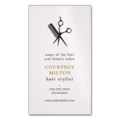 最小主義のエレガントなはさみの櫛の美容師 マグネット名刺 (正面縦)