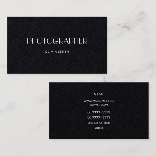 最小主義のエレガントなカメラマンのプロフェッショナル 名刺 (正面/裏面)