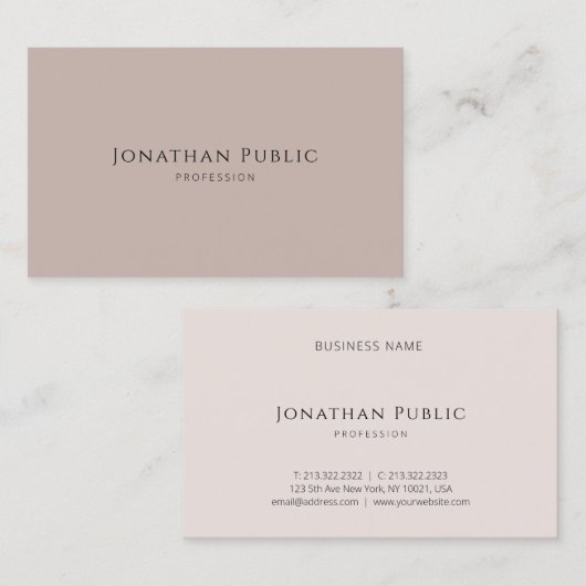 最小主義のエレガントなデザインのモダンなテンプレートの贅沢 名刺 (正面/裏面)