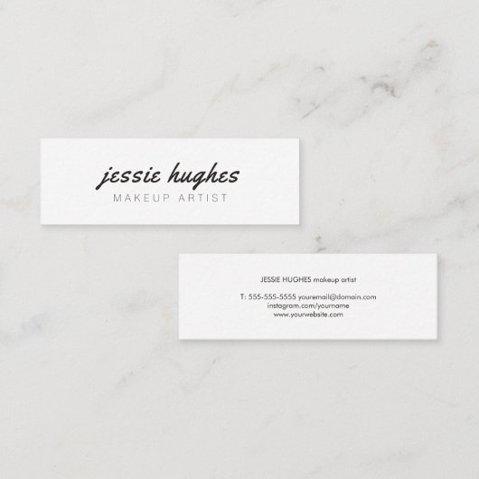 最小主義のエレガントな白人の黒いメーキャップアーティスト スキニー名刺 (正面/裏面)