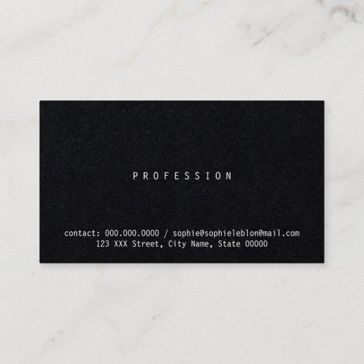 最小主義のエレガントな白黒 名刺 (裏面)