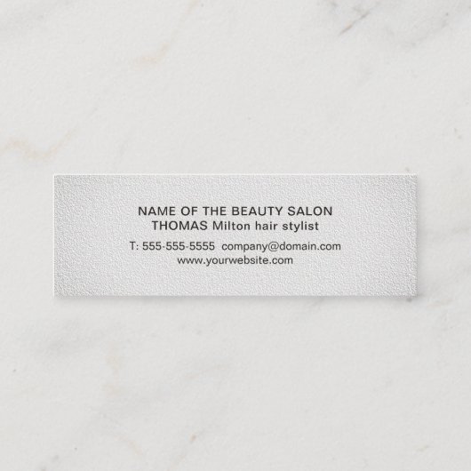 最小主義のエレガントな質の薄い灰色の美容師 スキニー名刺 (裏面)