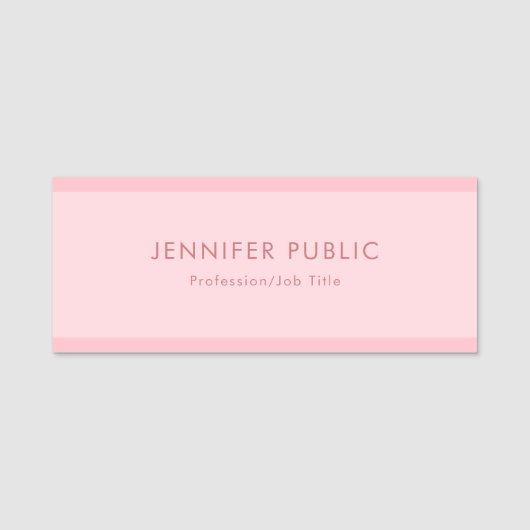 最小主義のエレガントな赤面のピンクのシンプルでシックなテンプレート 名札 (正面)