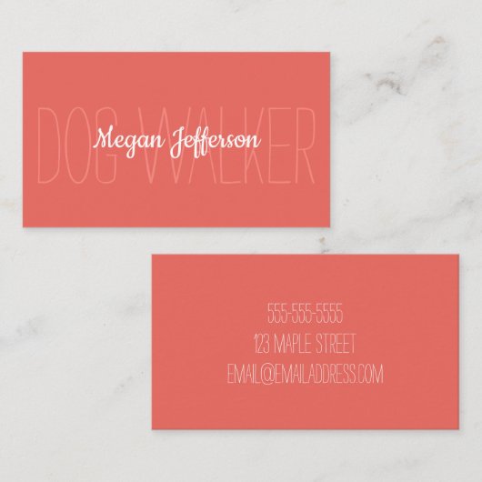 最小主義のオレンジドッグウォーカーのシンプル 名刺 (正面/裏面)