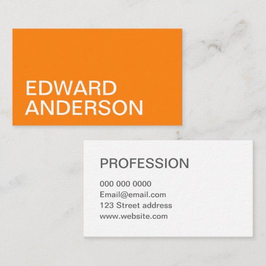 最小主義のオレンジモダンではっきりしたな名刺 名刺 (正面/裏面)