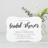 最小主義のカジュアルな手書きのブライダルシャワー 招待状 (スタンド正面)