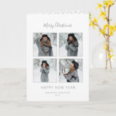 最小主義のクリスマスの4写真の灰色シェブロン カード (黄色い花)