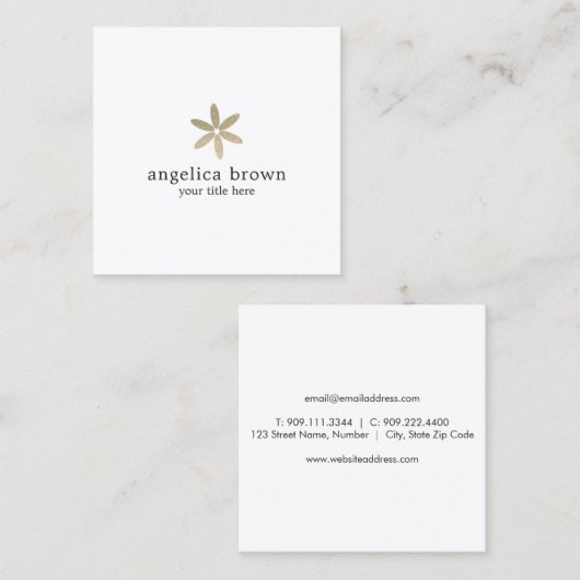 最小主義のグリッターの花の名刺 スクエア名刺 (正面/裏面)