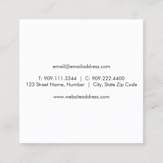 最小主義のグリッターの花の名刺 スクエア名刺 (裏面)