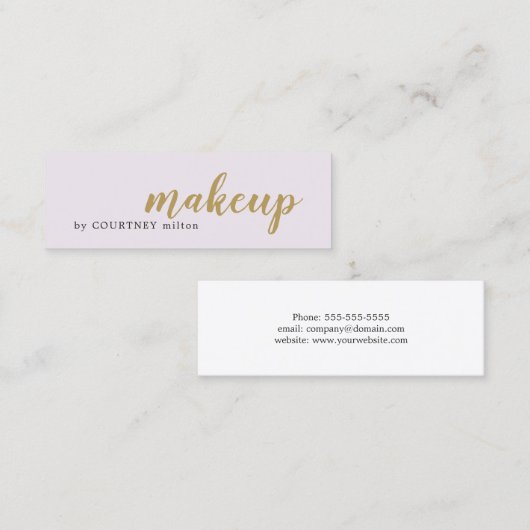 最小主義のシックでフェイクな金ゴールドの白人のメーキャップアーティスト スキニー名刺 (正面/裏面)