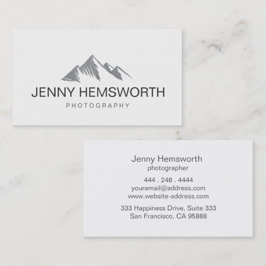 最小主義のシックでフェイクな銀製山 名刺 (正面/裏面)