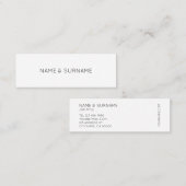 最小主義のシックでモダンで白い小型名刺 スキニー名刺 (正面/裏面)