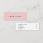 最小主義のシックでモダンなピンクの小型名刺 スキニー名刺 (正面/裏面)