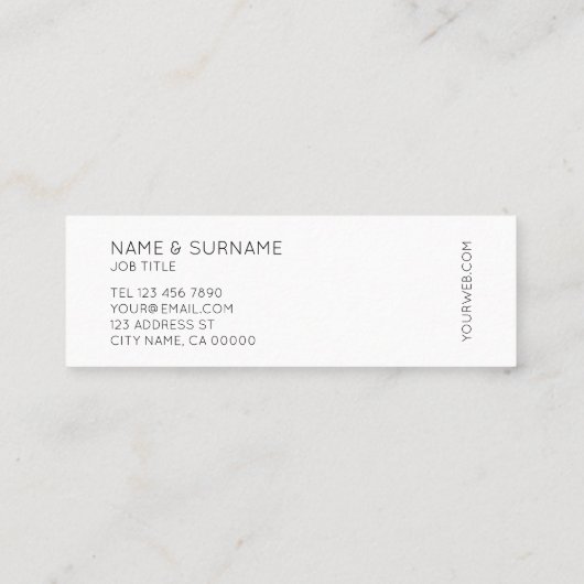 最小主義のシックでモダンなピンクの小型名刺 スキニー名刺 (裏面)