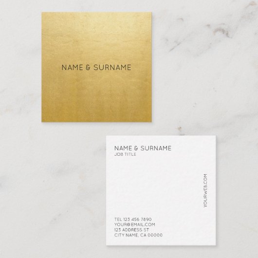 最小主義のシックでモダンな金ゴールドの正方形の名刺 スクエア名刺 (正面/裏面)