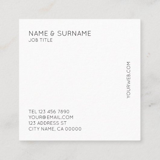 最小主義のシックでモダンな銀製の正方形の名刺 スクエア名刺 (裏面)