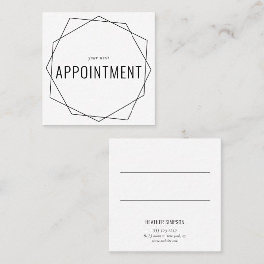 最小主義のシックな幾何学的 予約カード (正面/裏面)