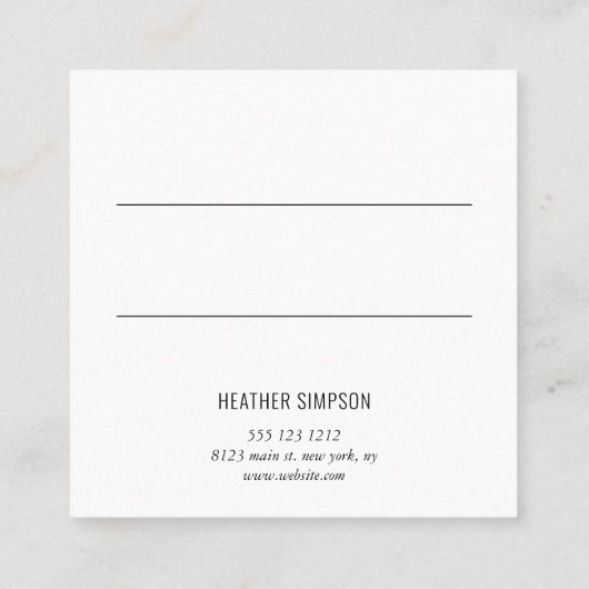 最小主義のシックな幾何学的 予約カード (裏面)