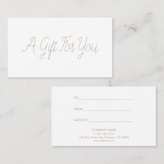 最小主義のシックな書道のギフト券 割引カード (正面/裏面)