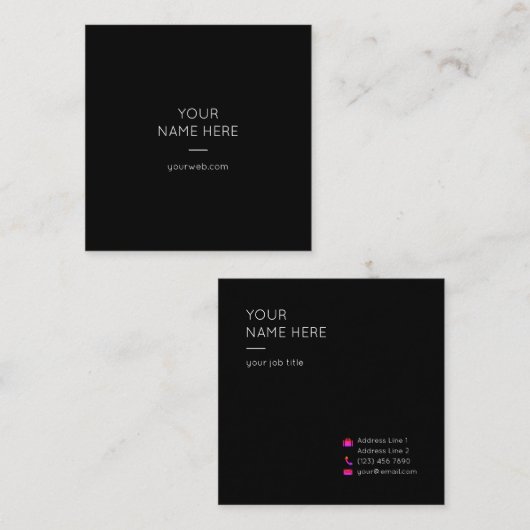 最小主義のシンプルでモダンな正方形の名刺 スクエア名刺 (正面/裏面)