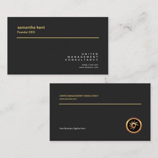 最小主義のシンプルで明白で黒く創造的な創設者CEO 名刺 (正面/裏面)