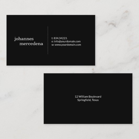 最小主義のシンプルで黒いプロフェッショナル 名刺 (正面/裏面)