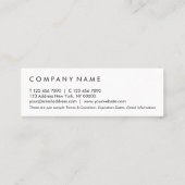 最小主義のシンプルなタイポグラフィの黒く及び白いロイヤリティ スキニー名刺 (裏面)