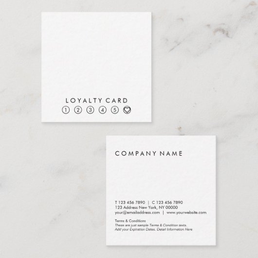 最小主義のシンプルなタイポグラフィの黒く及び白いロイヤリティ スクエア名刺 (正面/裏面)